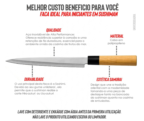 Faca Yanagiba 34 cm para Sushi