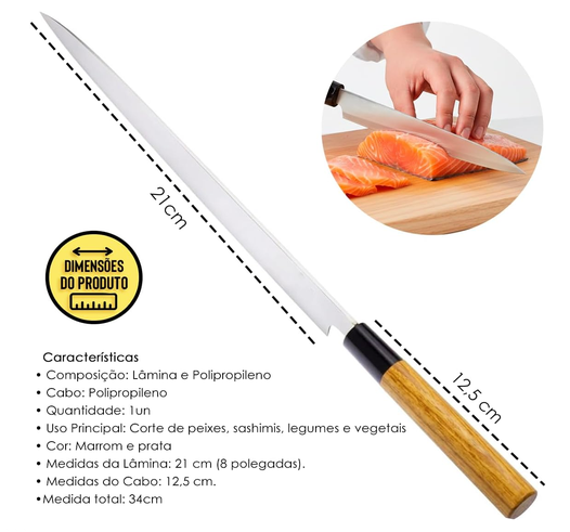 Faca Yanagiba 34 cm para Sushi